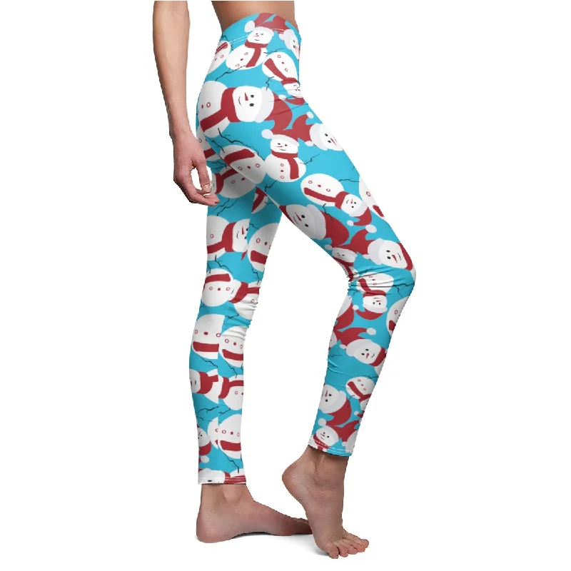 Light Blue Christmas Long Tights, Best Red Fluffy Happy Cute Snowman Women's Christmas Casual Leggings Casual Sporty Leggings Light Blue Christmas Long Tights, Best Red Fluffy Happy Cute Snowman Women's Christmas Casual Leggings Casual Sporty Leggings
