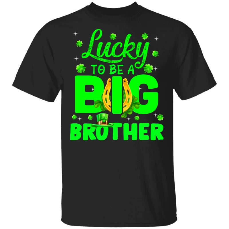 Lucky To Be A Big Brother Funny Pregnancy St Patrick's Day T-Shirt Satin Blend Silk Blend Wool Blend