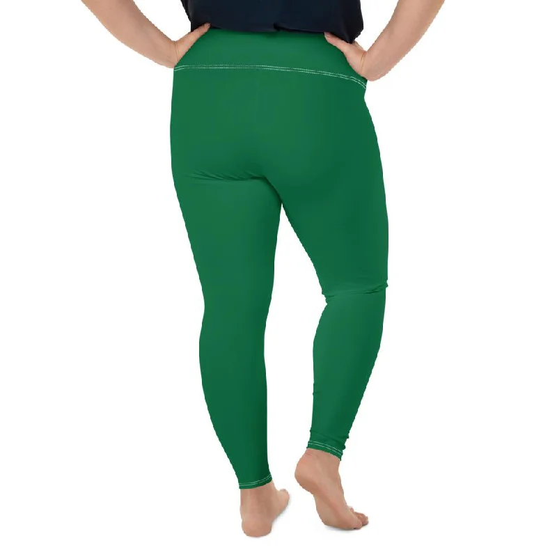 Elf Green Tights, Solid Color Print Plus Size Premium Quality Women's Leggings- Made in USA/EU Trendy High-Waist Tummy Control Leggings Elf Green Tights, Solid Color Print Plus Size Premium Quality Women's Leggings- Made in USA/EU Trendy High-Waist Tummy Control Leggings