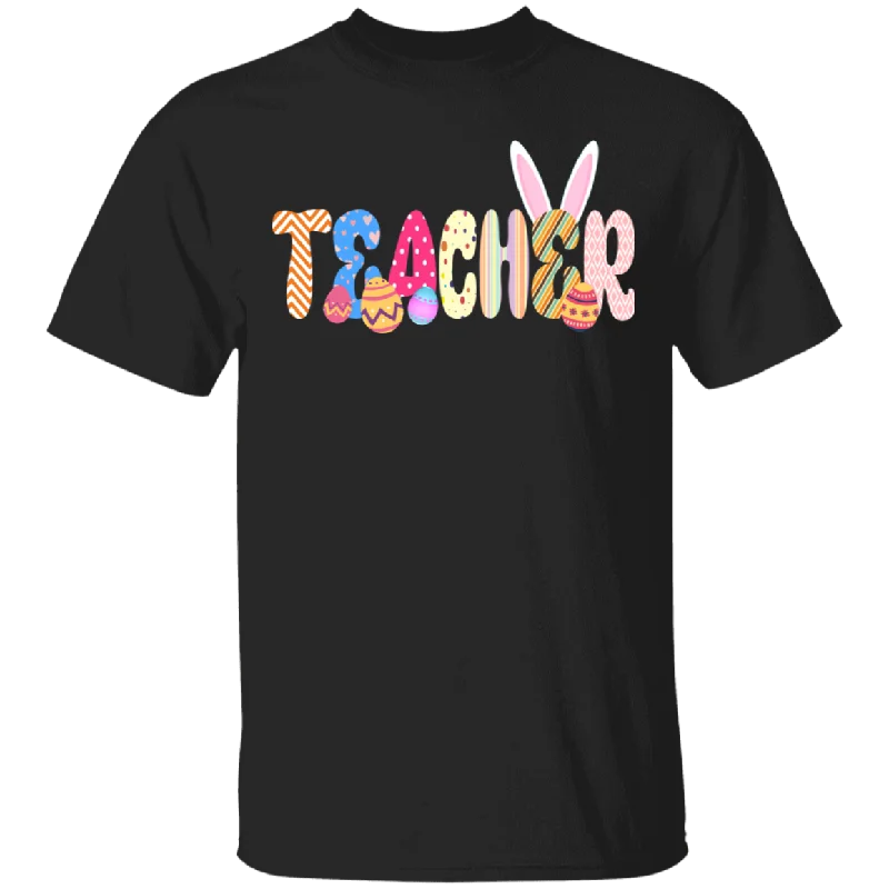 Bunny Teacher Funny Rabbit Bunny Eggs Easter Day Matching Shirt For Men Women Teacher Gifts T-Shirt Cashmere Blend Cotton Blend Poly Blend