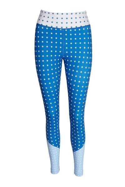 Stardust Blue Star Print Yoga Leggings Trendy Seamless Sports Leggings