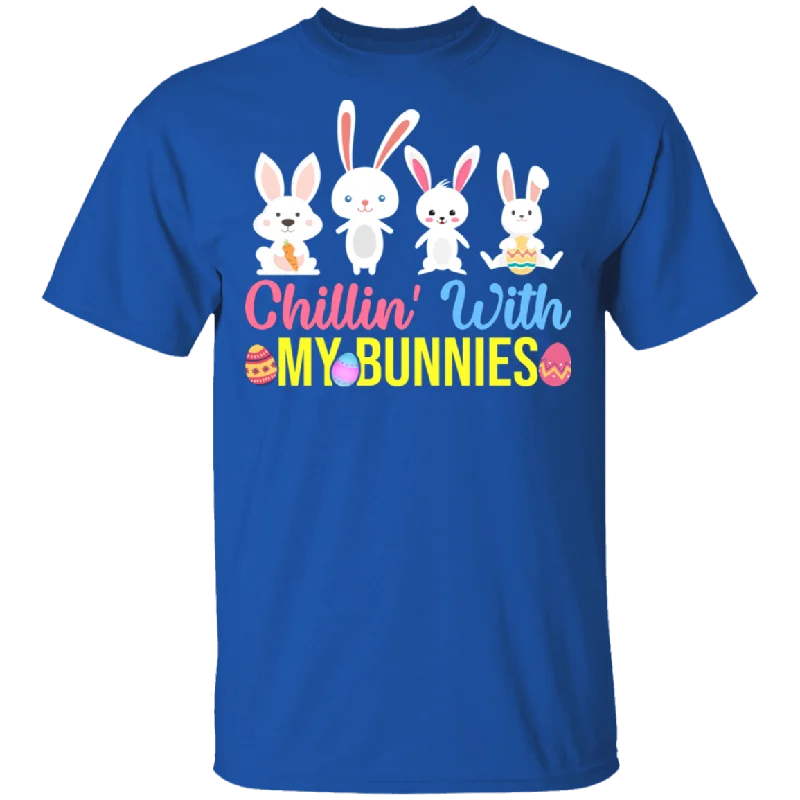 Chillin With My Bunnies Funny Rabbit Bunny Eggs Easter Day Matching Shirt For Men Women Teacher Gifts T-Shirt Houndstooth Herringbone Solid