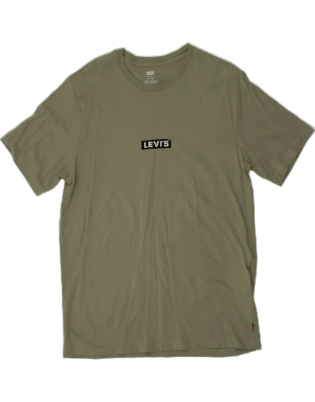 LEVI'S Mens T-Shirt Top Medium Green Cotton Nylon Fabric Polyester Fabric Spandex Fabric