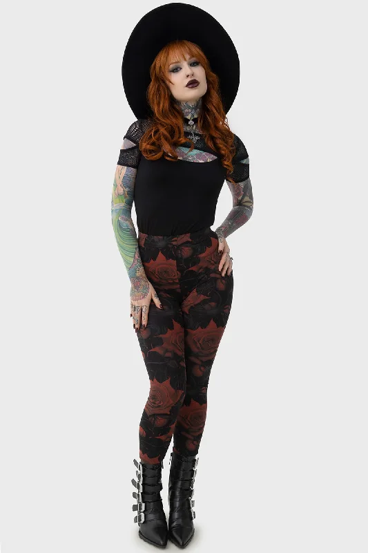 Blood Rose Leggings Fashionable Quick-Dry Yoga Pants