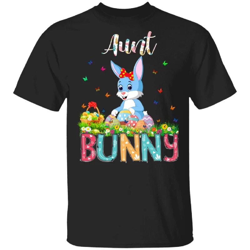 Aunt Bunny Funny Rabbit Bunny Eggs Easter Day Matching Shirt For Family Women Aunt Auntie Gifts T-Shirt Houndstooth Herringbone Solid