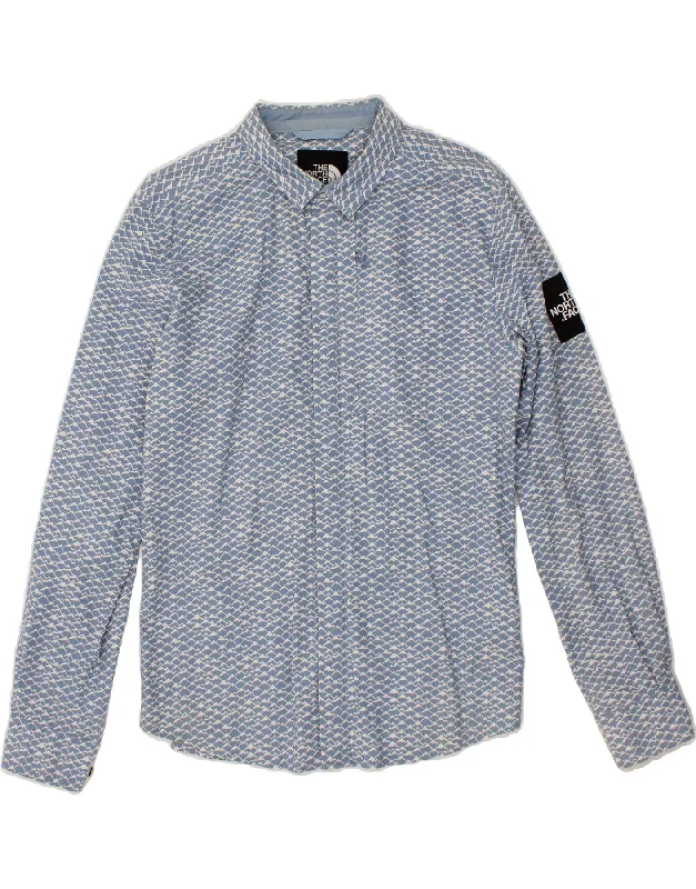 THE NORTH FACE Mens Graphic Abstract Pattern Shirt Medium Blue Cotton Jersey Fabric Tulle Fabric Batik Fabric