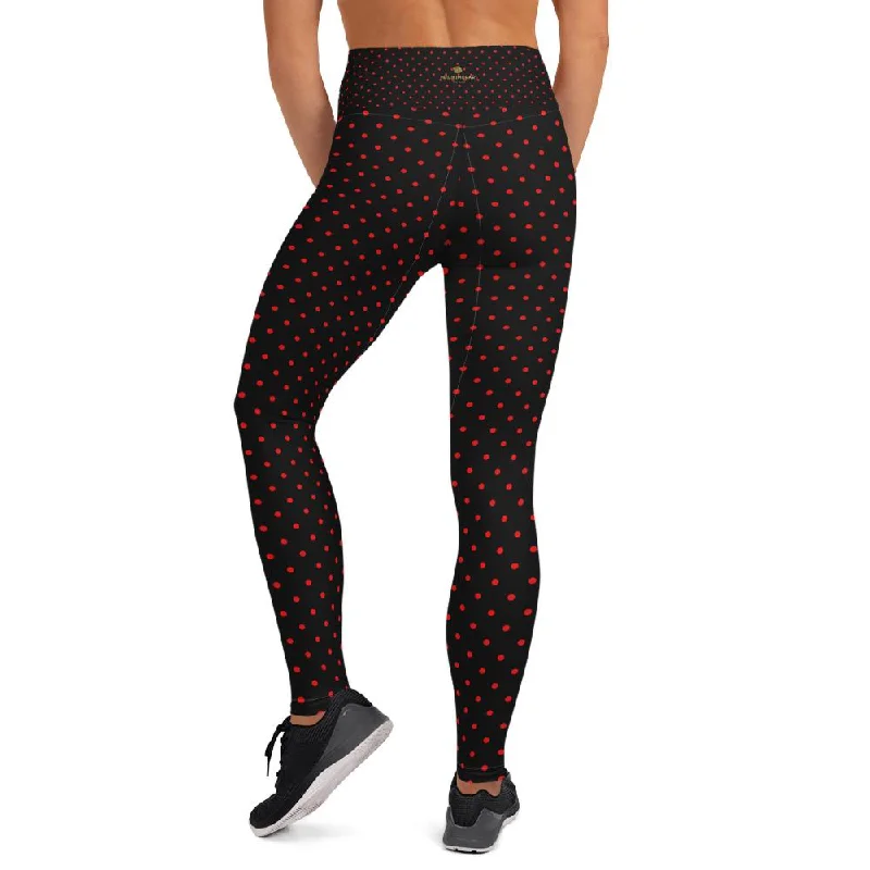 Black Beetles Women's Leggings, Polka Dots Long Yoga Pants Tights- Made in USA/EU Comfortable Athletic Tights Black Beetles Women's Leggings, Polka Dots Long Yoga Pants Tights- Made in USA/EU Comfortable Athletic Tights