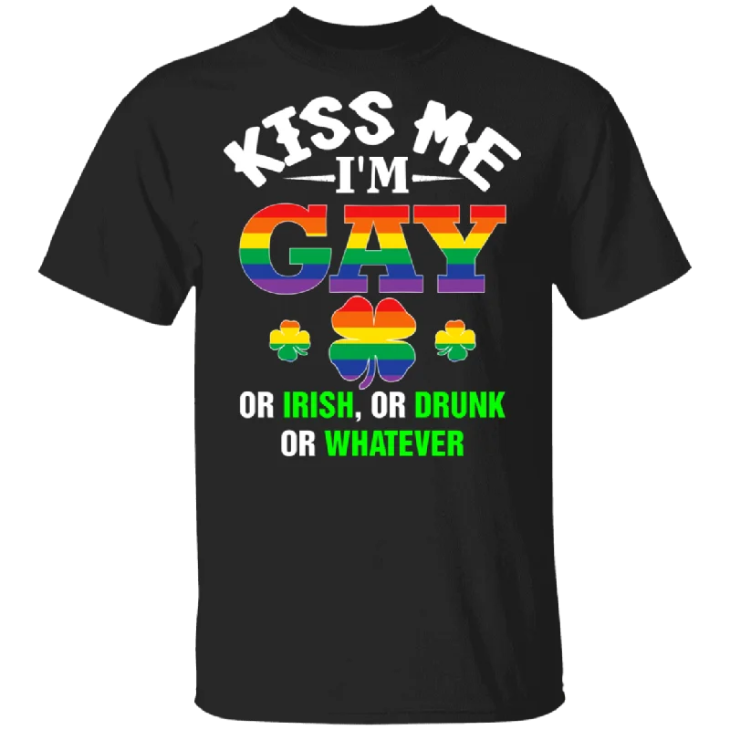 Kiss Me I'm Gay Or Irish Or Drunk Or Whatever Patrick's Day T-Shirt Graphic T-Shirt Round Neck Polyester Kiss Me I'm Gay Or Irish Or Drunk Or Whatever Patrick's Day T-Shirt Graphic T-Shirt Round Neck Polyester