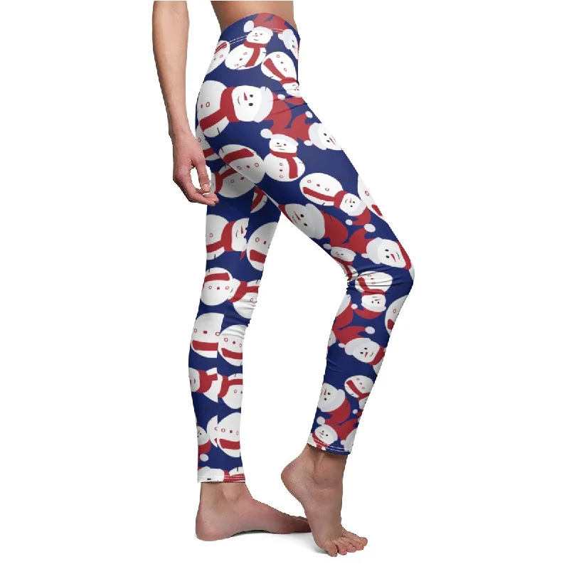 Navy Snowman Christmas Tights, Best Blue Red Fluffy Happy Cute Snowman Women's Christmas Casual Leggings Stylish Yoga Leggings Navy Snowman Christmas Tights, Best Blue Red Fluffy Happy Cute Snowman Women's Christmas Casual Leggings Stylish Yoga Leggings