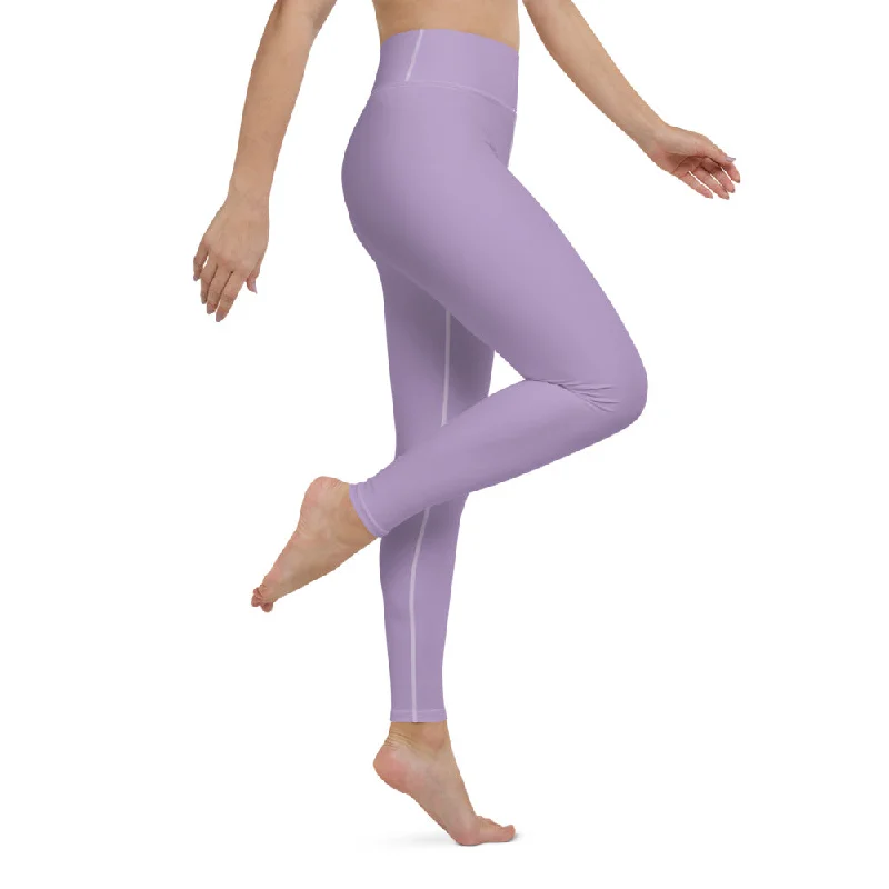 Light Purple Women's Yoga Leggings, Best Pale Purple Long Gym Tights-Made in US/EU/MX Stylish High-Waisted Leggings