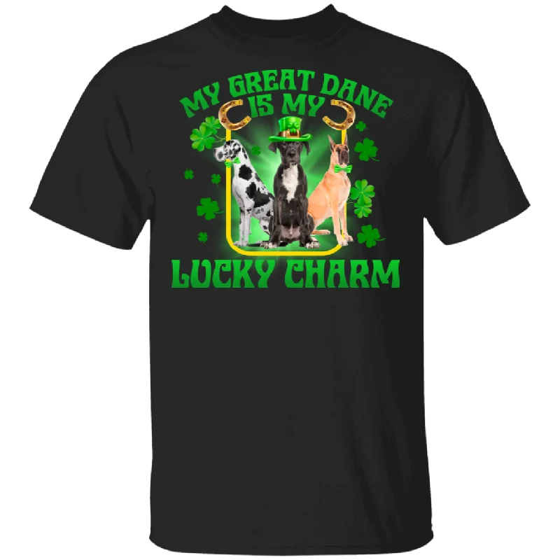 My Great Dane Is My Lucky Charm Leprechaun Dog Pet Funny St Patrick's Day Mens Womens St Patty's Day Irish Gifts T-Shirt Silk Blend Satin Velvet