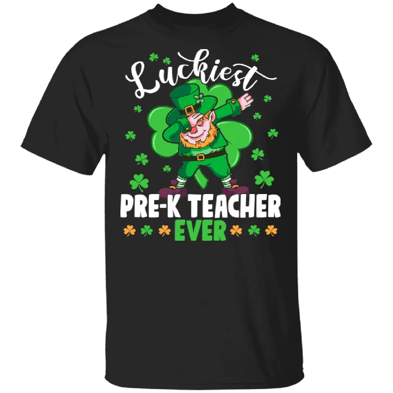 Luckiest Pre-K Teacher Ever St Patrick's Day Leprechaun Gifts T-Shirt Fleece Nylon Spandex