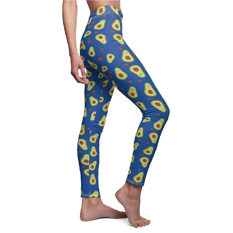 Blue Avocado Leggings, Green Cute Print Women's Long Best Casual Tights-Made in USA Chic Printed Yoga Pants Blue Avocado Leggings, Green Cute Print Women's Long Best Casual Tights-Made in USA Chic Printed Yoga Pants