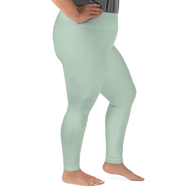 Pear Green Plus Size Leggings, Pastel Light Pear Pastel Green Women's Solid Color Yoga Pants- Made in USA/EU Trendy Seamless Fit Leggings Pear Green Plus Size Leggings, Pastel Light Pear Pastel Green Women's Solid Color Yoga Pants- Made in USA/EU Trendy Seamless Fit Leggings