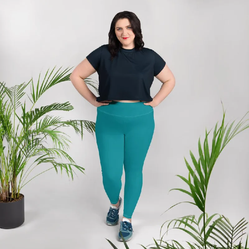 Teal Solid Color Tights, Best Solid Color Print Colorful Best Quality Women's Plus Size Leggings- Made in USA/EU Cozy Workout Performance Leggings Teal Solid Color Tights, Best Solid Color Print Colorful Best Quality Women's Plus Size Leggings- Made in USA/EU Cozy Workout Performance Leggings