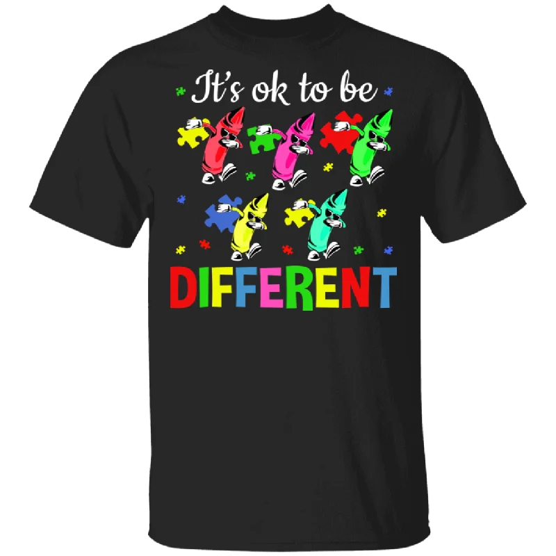 It's Ok To Be Different Cute Dabbing Crayon Autism Awareness T-Shirt Chenille Fabric Brocade Fabric Lace Fabric