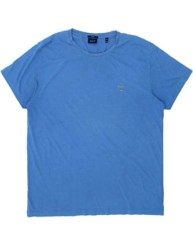 GANT Mens Regular T-Shirt Top 2XL Blue Cotton Cozy Warm Stylish