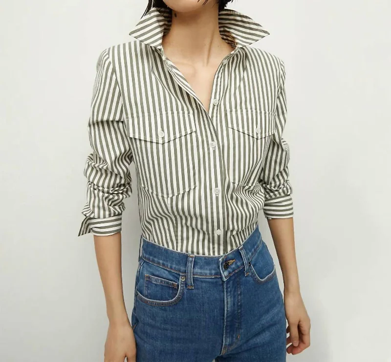 Barnette Shirt In Bright Army/white Ribbed T-Shirt High Neck Heavyweight