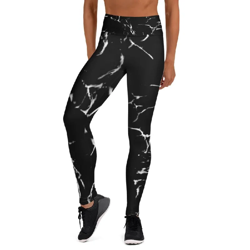 Black Marble Print Women's Leggings, Modern Long Yoga Leggings - Made in USA/EU/MX Elegant Casual Fit Leggings Black Marble Print Women's Leggings, Modern Long Yoga Leggings - Made in USA/EU/MX Elegant Casual Fit Leggings