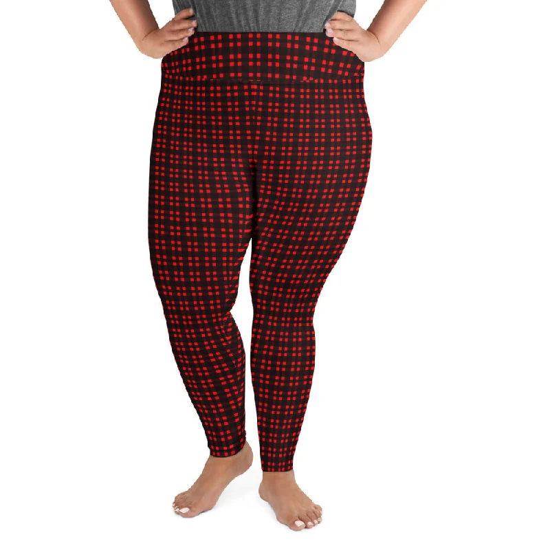 Red Buffalo Plaid Print Women's Premium Print Plus Size Leggings- Made in USA/ EU Trendy Minimalist Leggings Red Buffalo Plaid Print Women's Premium Print Plus Size Leggings- Made in USA/ EU Trendy Minimalist Leggings