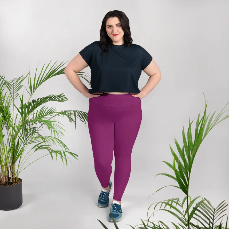 Purple Solid Plus Size Tights, Minimalist Solid Color Print Women's Plus Size Comfy Tights Best Leggings- Made in USA/EU Comfortable Bootcut Workout Leggings Purple Solid Plus Size Tights, Minimalist Solid Color Print Women's Plus Size Comfy Tights Best Leggings- Made in USA/EU Comfortable Bootcut Workout Leggings