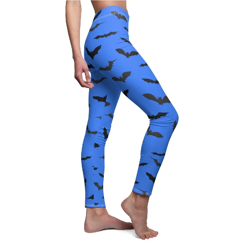 Blue Bat's Women's Leggings, Halloween Costume Cosplay Casual Tights- Made in USA Casual Black Leggings