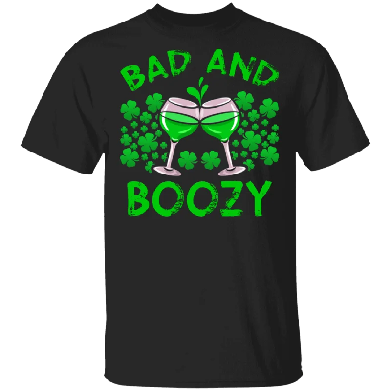 Funny Bad And Boozy Drinking Wine Drunker Patrick's Day T-Shirt Zippered Front Buttoned Front Snap Front Funny Bad And Boozy Drinking Wine Drunker Patrick's Day T-Shirt Zippered Front Buttoned Front Snap Front