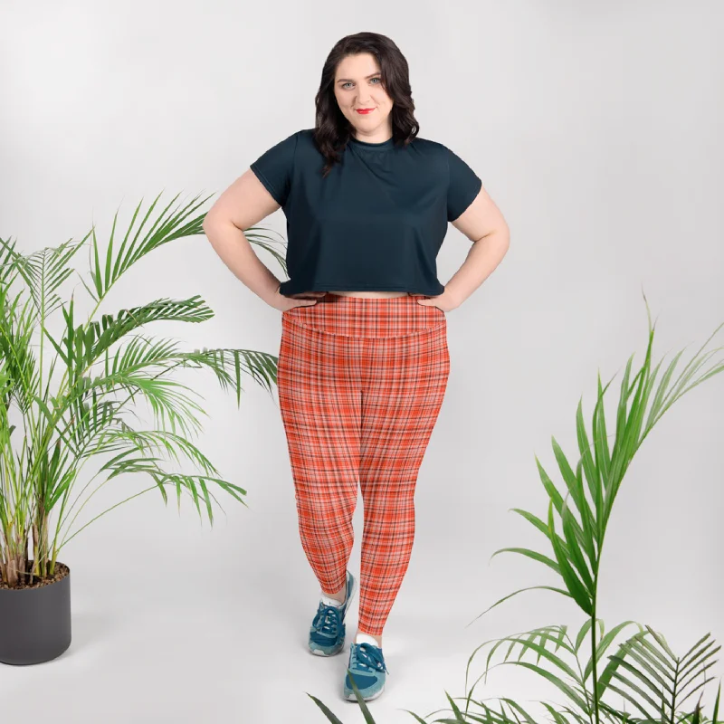 Red Plaid Scottish Women's Tights, Tartan Print Women's Long Yoga Pants Plus Size Leggings Trendy Fitness Leggings Red Plaid Scottish Women's Tights, Tartan Print Women's Long Yoga Pants Plus Size Leggings Trendy Fitness Leggings