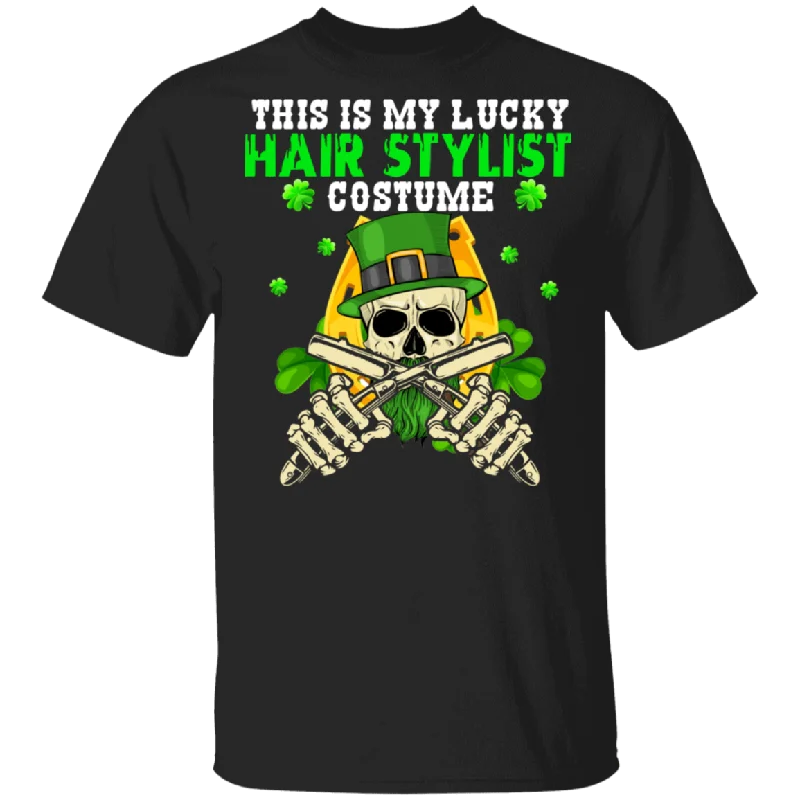 This Is My Lucky Hair Stylist Costume Skull St Patrick's Day T-Shirt Nylon Fabric Polyester Fabric Spandex Fabric