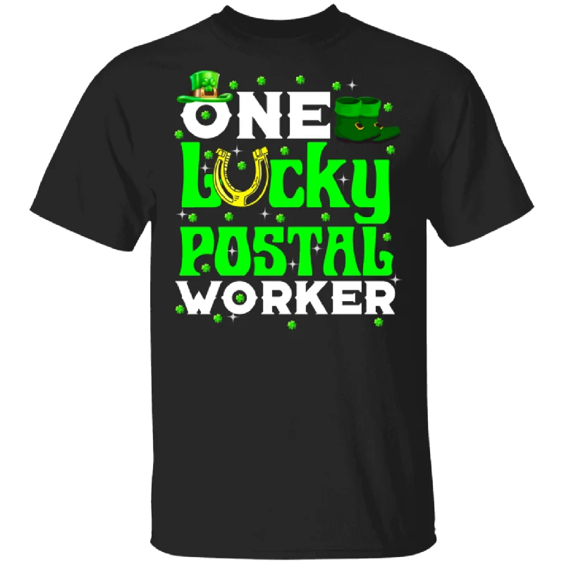 One Lucky Postal Worker Funny St Patrick's Day Irish Gifts T-Shirt Satin Fabric Silk Fabric Chiffon Fabric