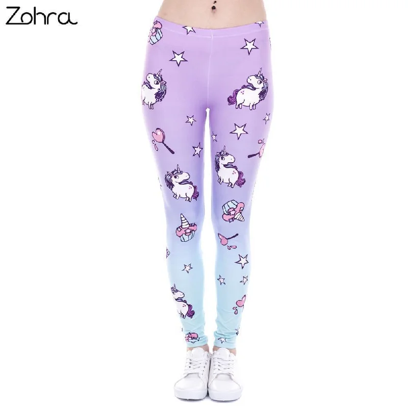 Women Unicorn/ Lollipop/Funky Print Legging Tights Cozy Ribbed Leggings