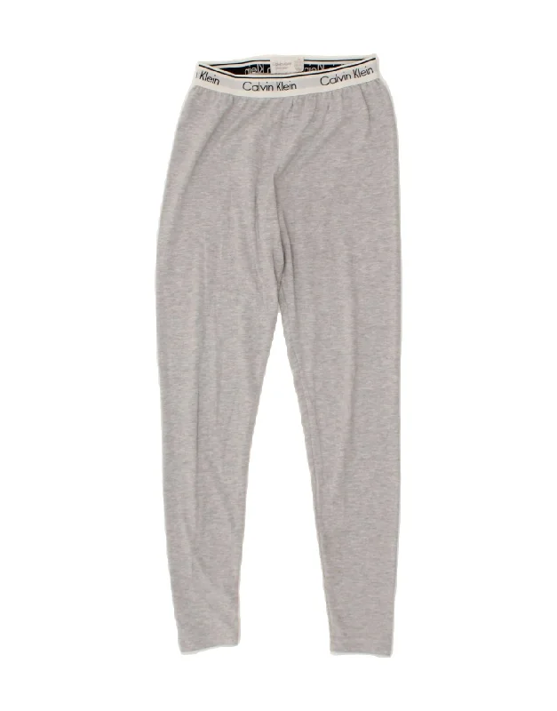CALVIN KLEIN Girls Graphic Leggings 7-8 Years Large Grey Cotton Stylish Faux Leather Leggings CALVIN KLEIN Girls Graphic Leggings 7-8 Years Large Grey Cotton Stylish Faux Leather Leggings