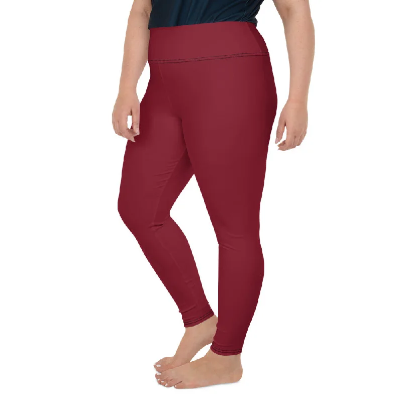 Dark Burgundy Women's Tights, Red Solid Color Print Women's Plus Size Leggings Tights- Made in USA/EU Trendy Spandex Leggings Dark Burgundy Women's Tights, Red Solid Color Print Women's Plus Size Leggings Tights- Made in USA/EU Trendy Spandex Leggings