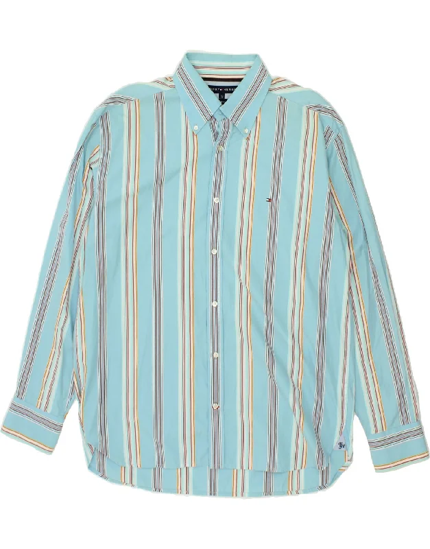 TOMMY HILFIGER Mens Shirt XL Blue Striped Cotton Polka Dot Checkered Tartan