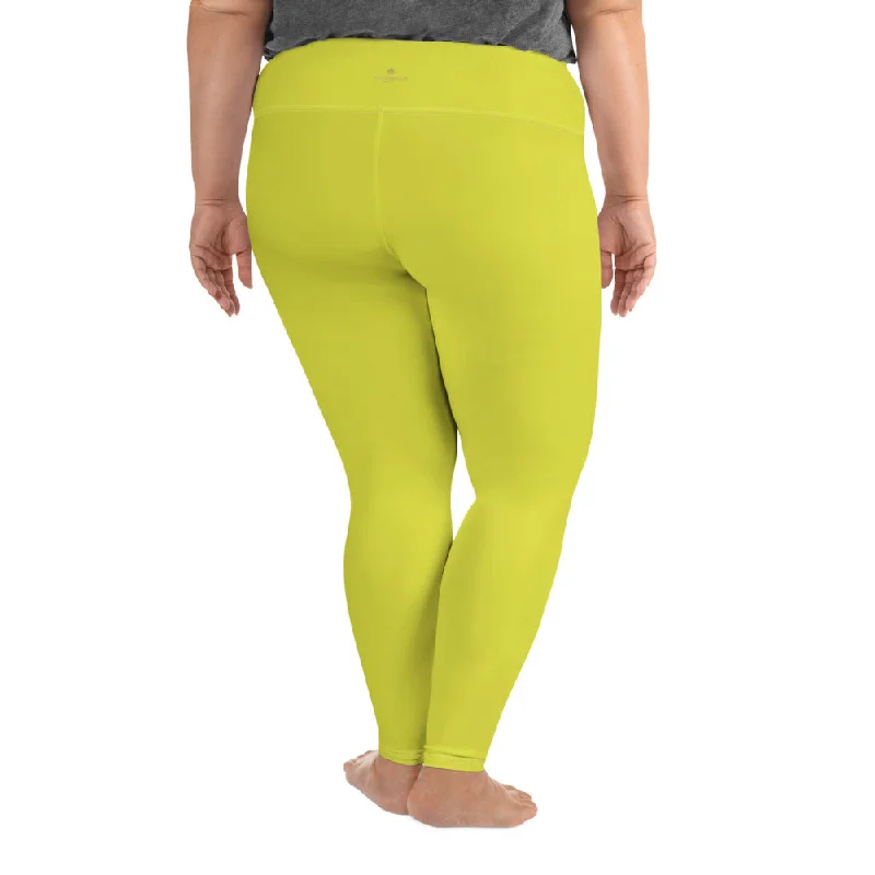 Lime Yellow Women's Tights, Solid Color Print Women's Plus Size Best Quality Leggings- Made in USA/EU Fashionable Printed Legging Pants Lime Yellow Women's Tights, Solid Color Print Women's Plus Size Best Quality Leggings- Made in USA/EU Fashionable Printed Legging Pants