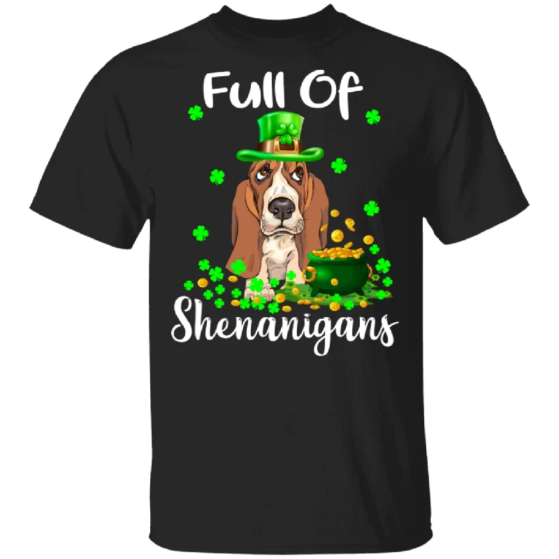 Full Of Shenanigans Leprechaun Beagle Patricks Day T-Shirt Hooded Caped Shawl Collar