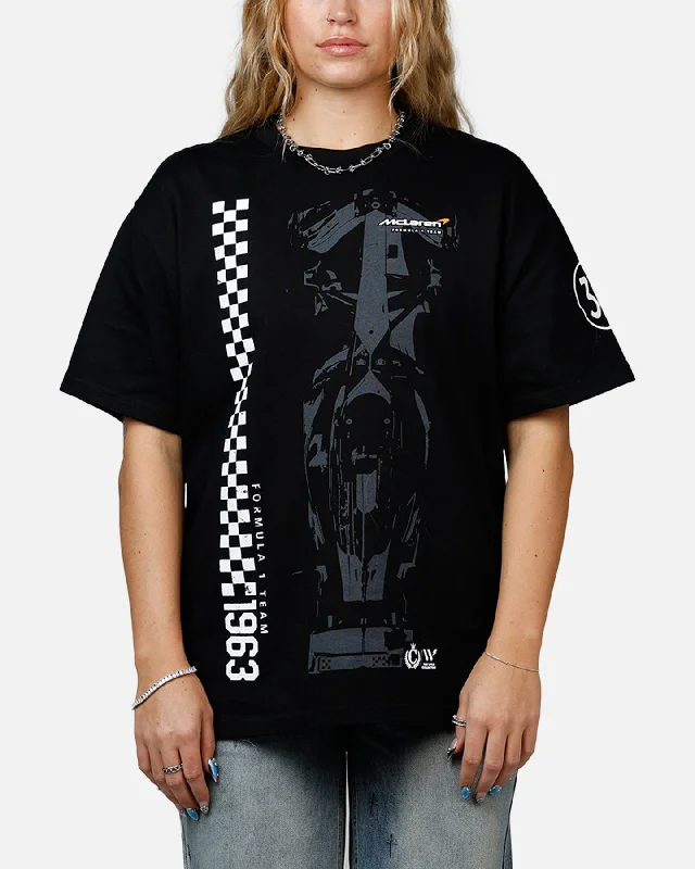We Are The Wild Collective X Women's Mclaren 'Vegas Grad Prix 2024' T-Shirt Washed Black Rayon Fabric Velvet Fabric Corduroy Fabric