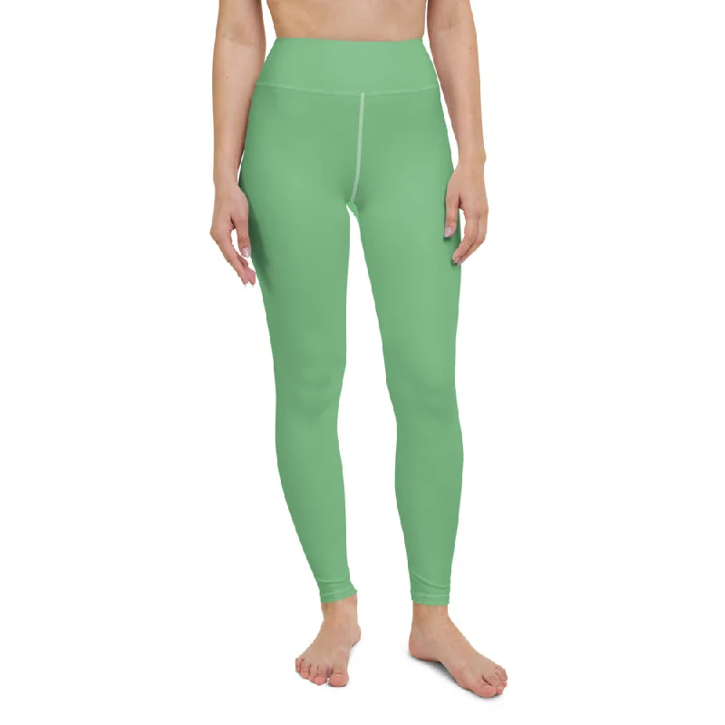 Jade Green Women's Yoga Leggings, Best Mint Green Long Gym Pants-Made in USA/EU/MX Elegant Black Leggings