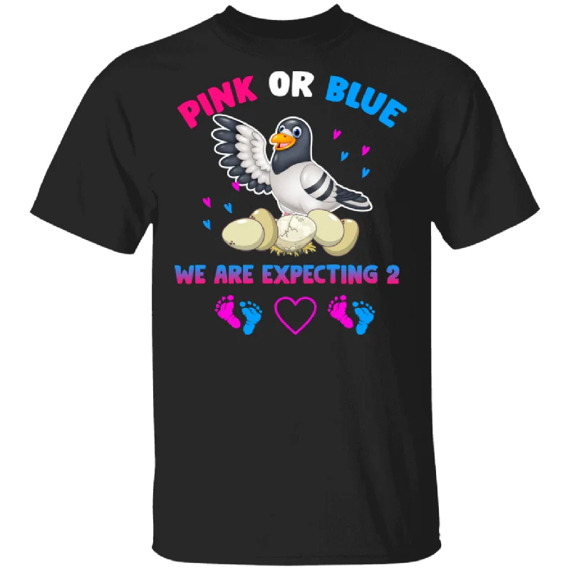 Pink Or Blue We Are Expecting 2 Gender Reveal Funny Rabbit Bunny Eggs Easter Day Matching Shirt For Men Women Pigeon Pregnancy Gifts T-Shirt Striped Floral Plaid