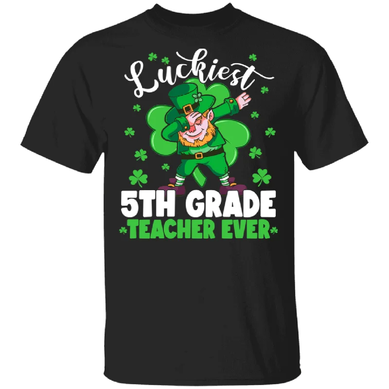 Luckiest 5th Grade Ever St Patrick's Day Leprechaun Gifts T-Shirt Mesh Canvas Denim
