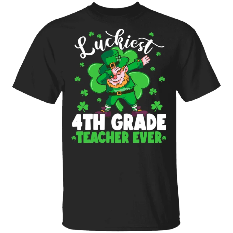 Luckiest 4th Grade Ever St Patrick's Day Leprechaun Gifts T-Shirt Seamless Knitted Crochet