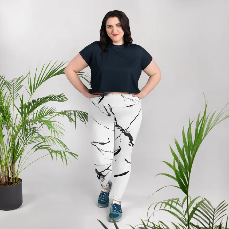 White Marble Plus Size Tights, Best Marbled Print Women's High Waist Premium Long Yoga Pants Plus Size Leggings Stylish Winter-Ready Leggings White Marble Plus Size Tights, Best Marbled Print Women's High Waist Premium Long Yoga Pants Plus Size Leggings Stylish Winter-Ready Leggings