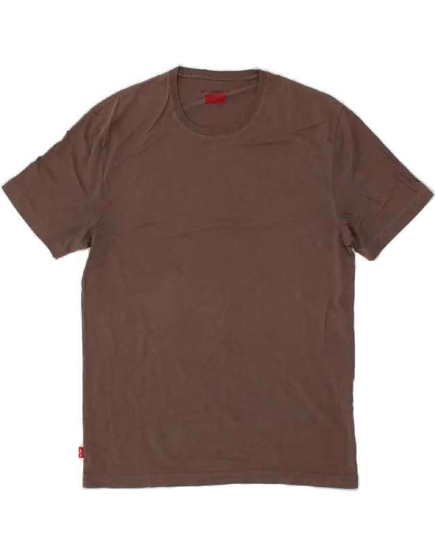 LEVI'S Mens T-Shirt Top Large Grey Cotton Notch Collar Peter Pan Collar Cowl Neck