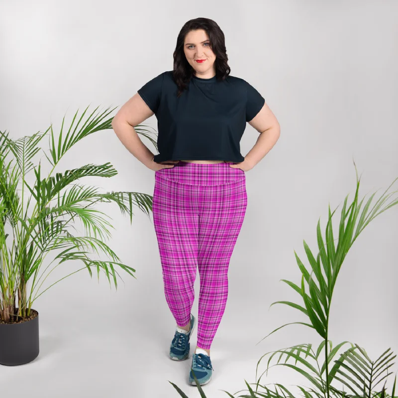 Pink Tartan Plaid Print Tights, Best Scottish Plaid Print Women's Long Yoga Pants Plus Size Leggings Chic Smooth Fit Leggings Pink Tartan Plaid Print Tights, Best Scottish Plaid Print Women's Long Yoga Pants Plus Size Leggings Chic Smooth Fit Leggings