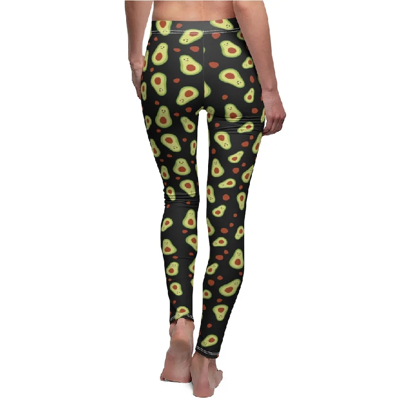 Black Green Avocado Leggings, Cute Women's Dressy Long Casual Tights- Made in USA(US Size: XS-2XL) Comfortable Tummy Shaping Leggings