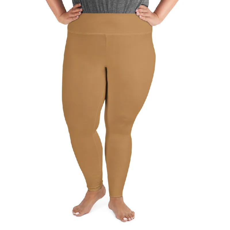 Light Brown Women's Tights, Solid Color Print Women's Plus Size Best Quality Leggings- Made in USA/EU Elegant Stretchy Faux Leather Leggings Light Brown Women's Tights, Solid Color Print Women's Plus Size Best Quality Leggings- Made in USA/EU Elegant Stretchy Faux Leather Leggings