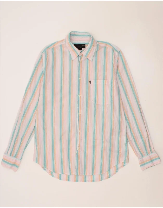 MARLBORO CLASSICS Mens Shirt Large Multicoloured Striped Cotton Chenille Blend Fleece Blend Nylon Blend