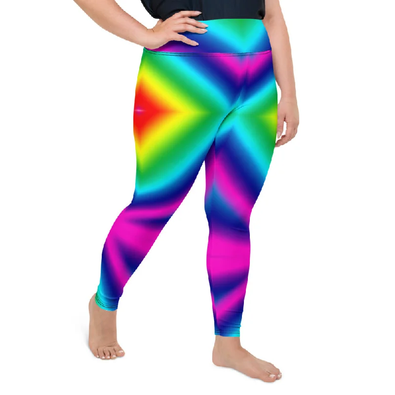 Chevron Rainbow Plus Size Tights, Best Ombre Bright Print Women's Plus Size Leggings- Made in USA/EU Fashionable Solid Color Tights Chevron Rainbow Plus Size Tights, Best Ombre Bright Print Women's Plus Size Leggings- Made in USA/EU Fashionable Solid Color Tights
