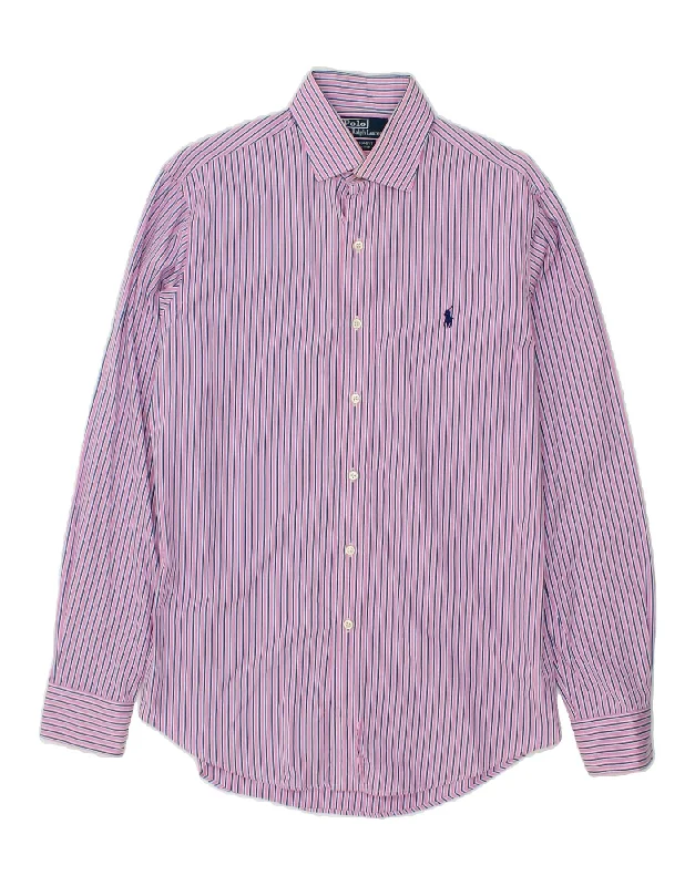 POLO RALPH LAUREN Mens Shirt Size 15 1/2 39 Medium Pink Pinstripe Elasticated Padded Insulated POLO RALPH LAUREN Mens Shirt Size 15 1/2 39 Medium Pink Pinstripe Elasticated Padded Insulated