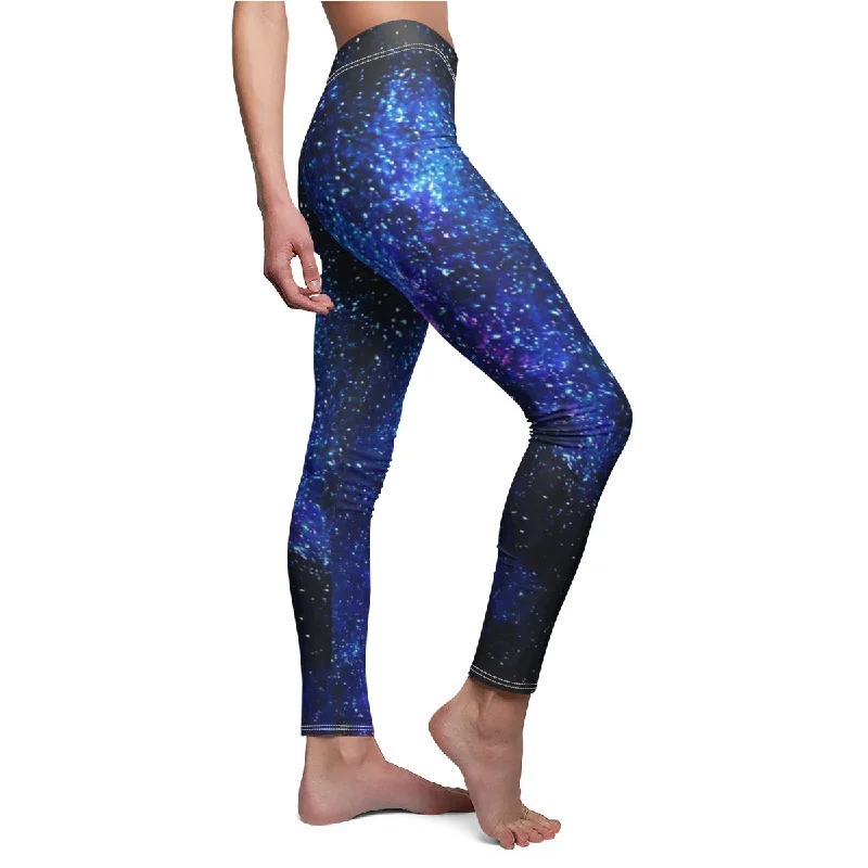 Galaxy Cosmos Leggings, Space Purple Best Women's Casual Tights, Made in USA(US Size: XS-2XL) Elegant Full-Body Leggings